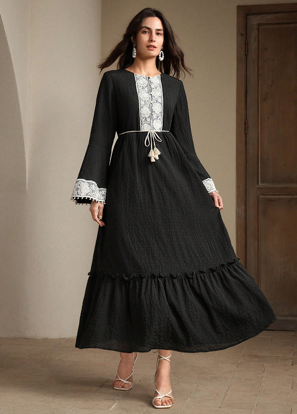 Чорна святковий, кежуал сукня а-силует SHEIN однотонна