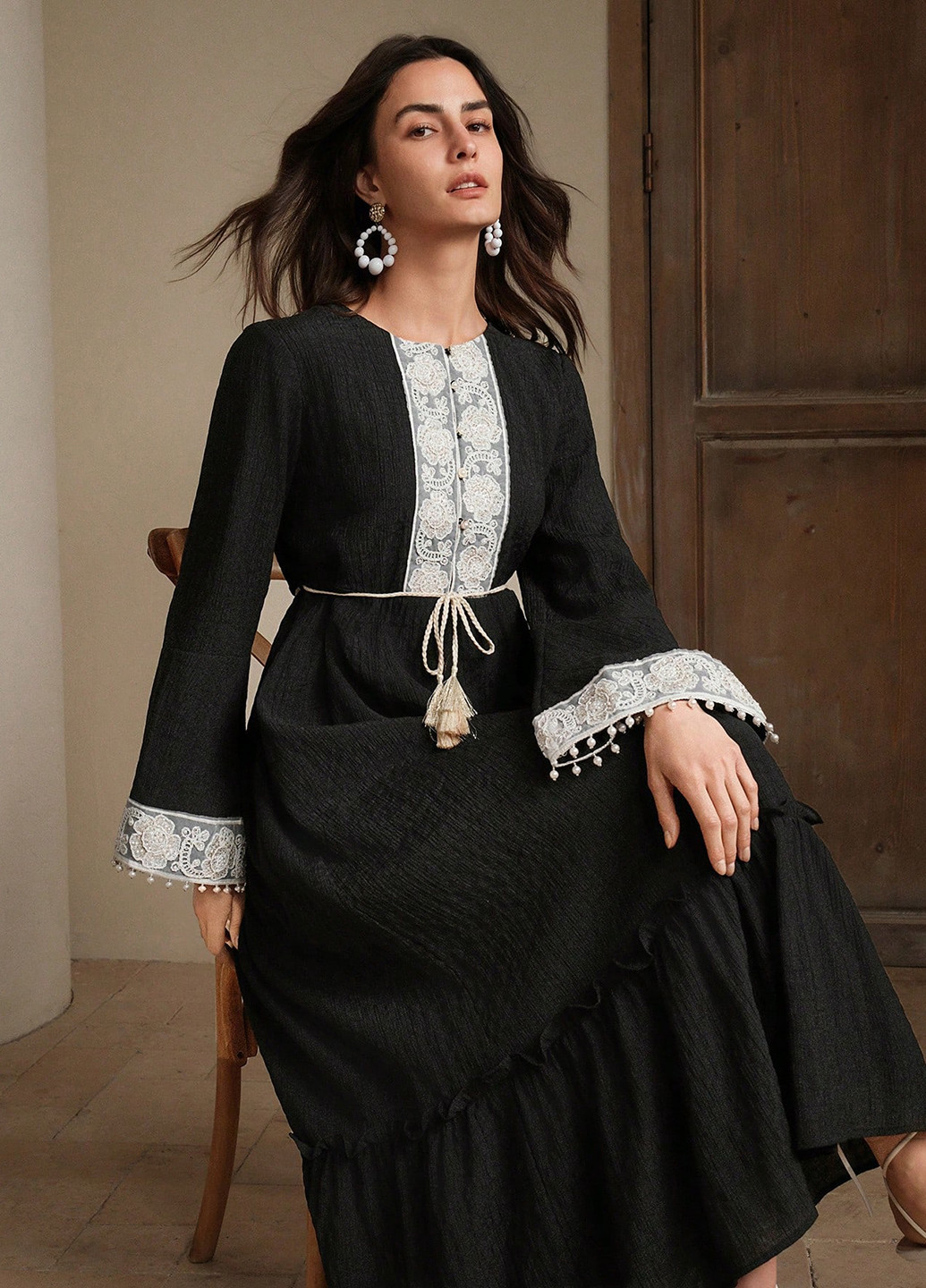 Чорна святковий, кежуал сукня а-силует SHEIN однотонна