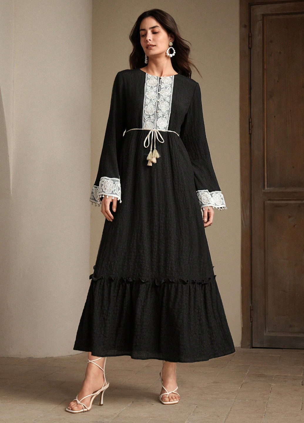 Чорна святковий, кежуал сукня а-силует SHEIN однотонна