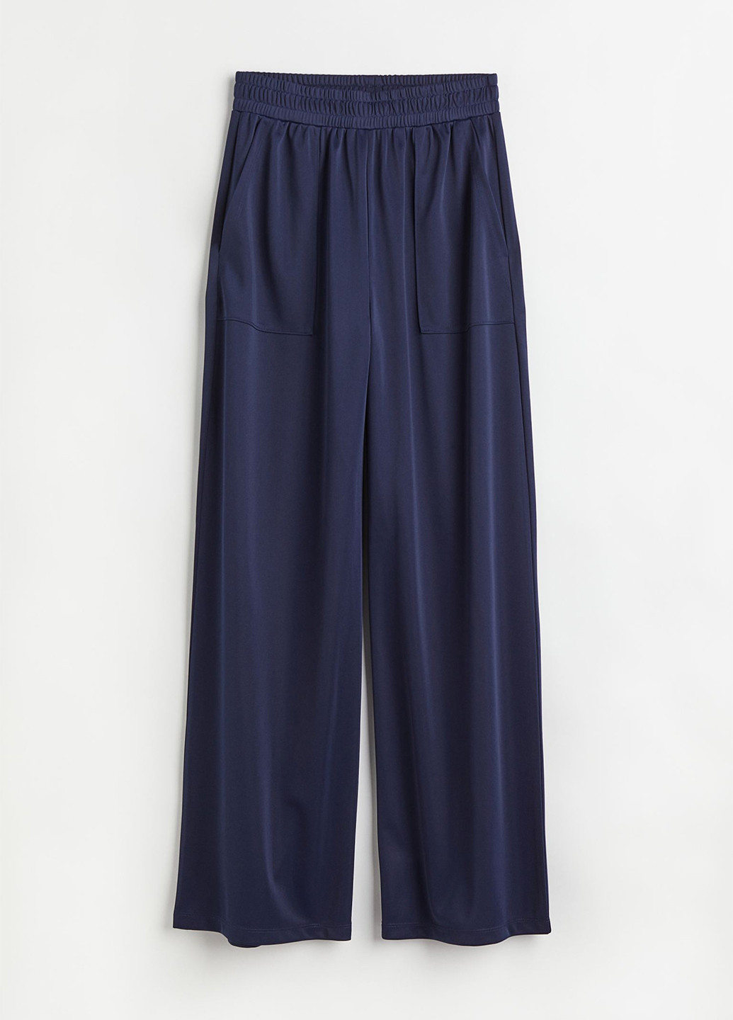 Темно-синие кэжуал демисезонные прямые, палаццо брюки H&M