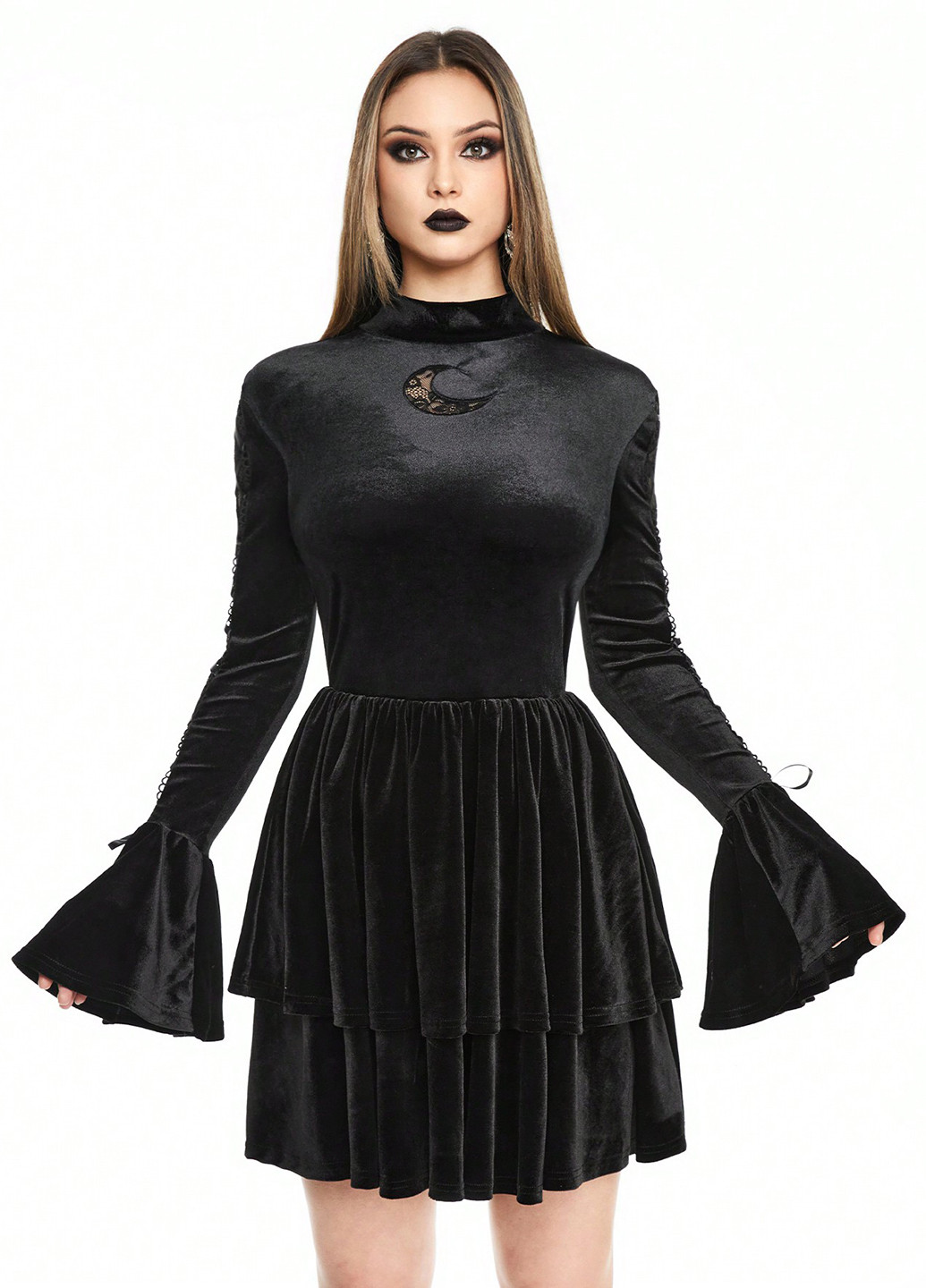 Чорна святковий, вечірня, кежуал сукня з спідницею-сонце, а-силует SHEIN однотонна