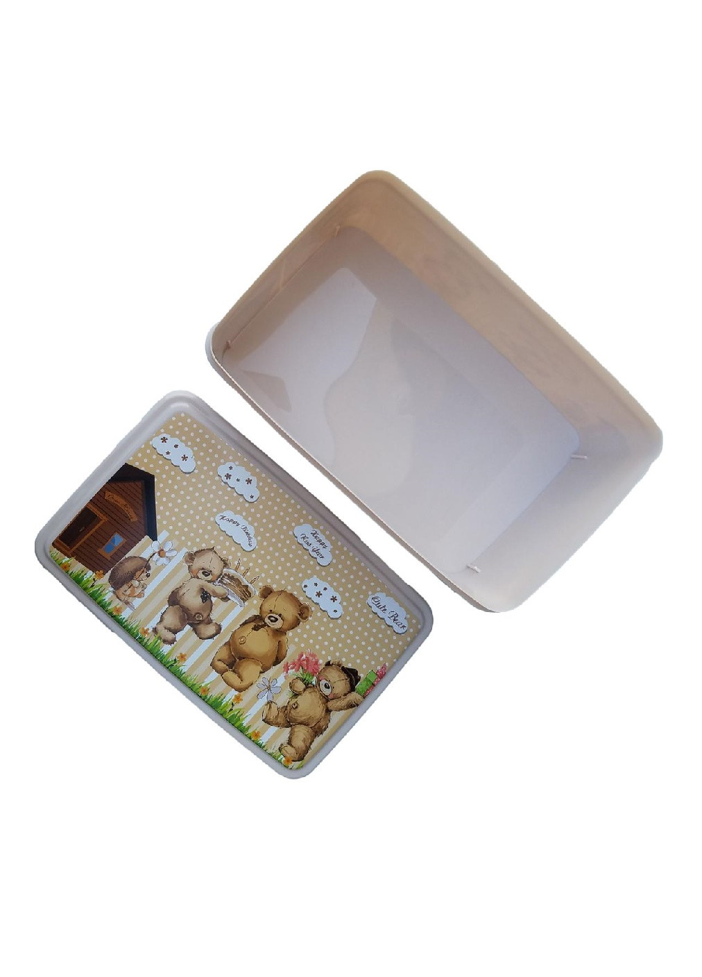 Пластиковый прямоугольный контейнер органайзер с крышкой ящик коробка для хранения 2,1л 14x22x9 см (472842-Prob) Мишки Francesco Marconi (251136034)