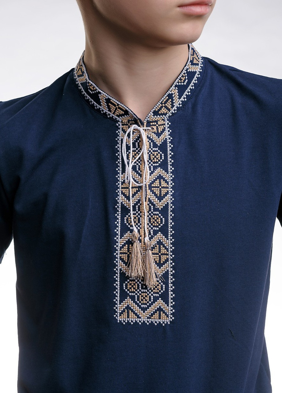 Вышиванка для мальчика с коротким рукавом Казацкая бежевая вышивка Melanika (228500230)