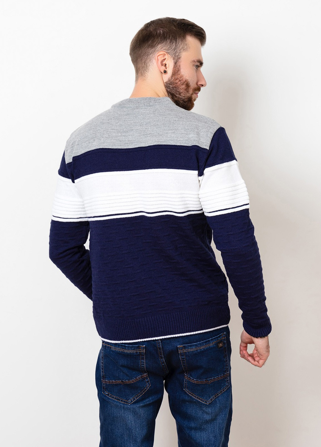 Серый демисезонный свитер мужской джемпер ISSA PLUS GN4-70