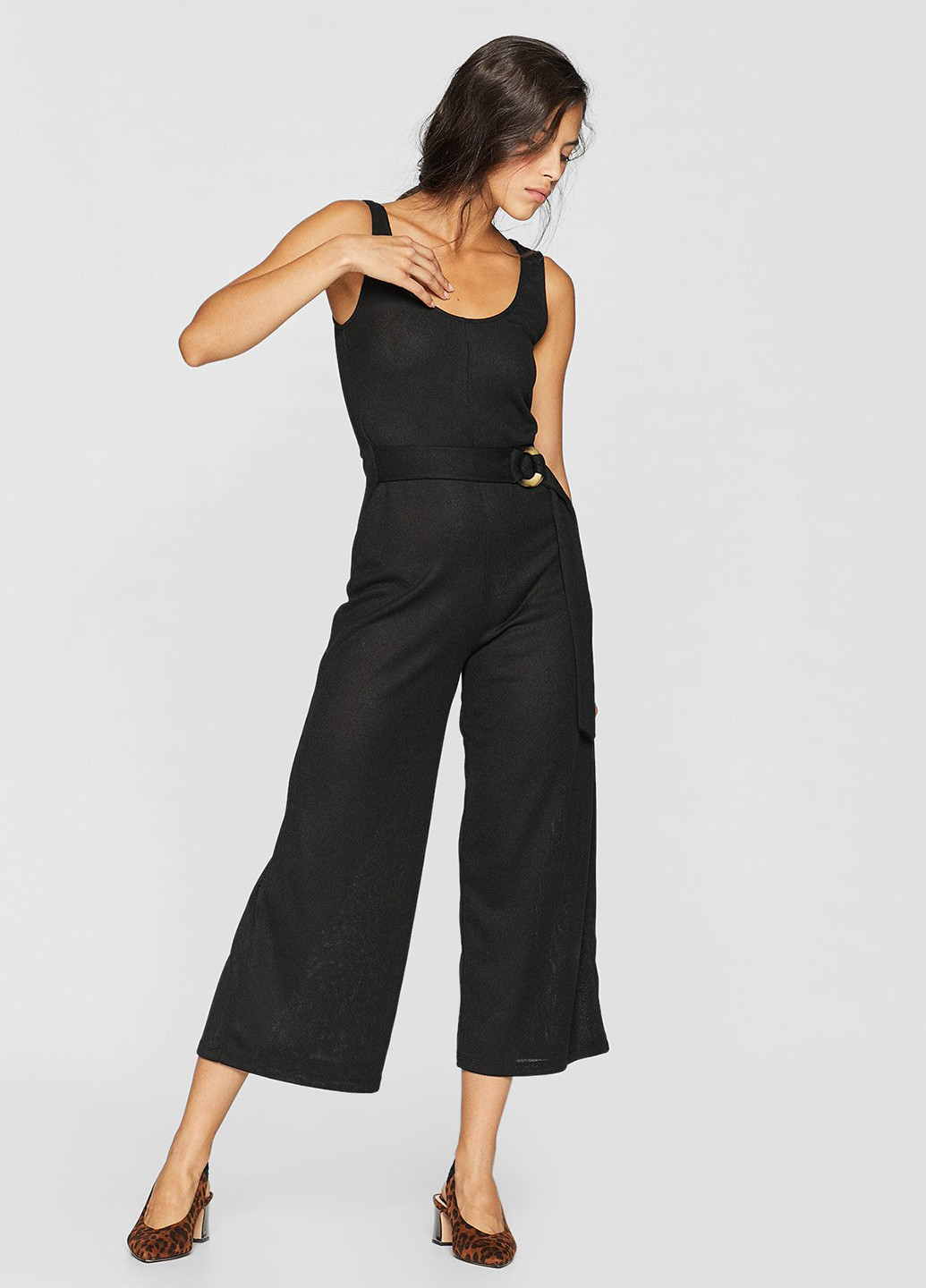 Комбинезон Stradivarius комбинезон-брюки однотонный чёрный кэжуал полиэстер