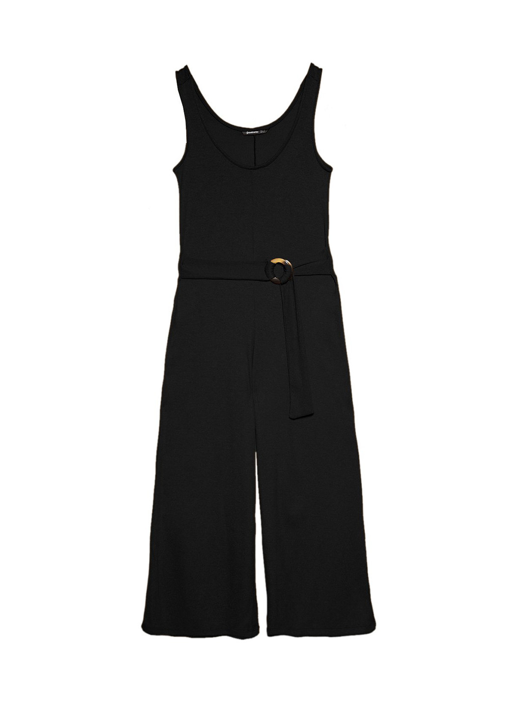 Комбинезон Stradivarius комбинезон-брюки однотонный чёрный кэжуал полиэстер