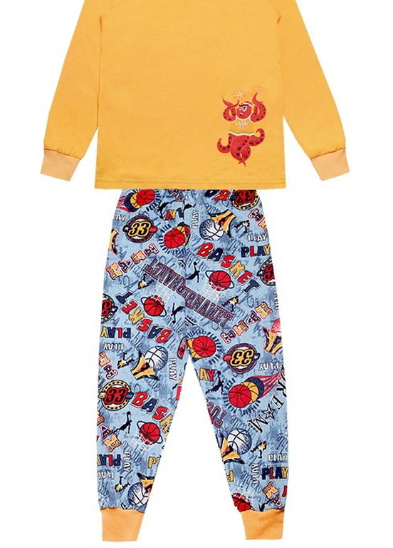Оранжевая зимняя детская пижама для мальчика pgм-19-10 Габби