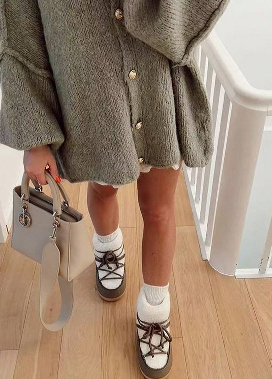 Серо-зеленый демисезонный кардиган SHEIN