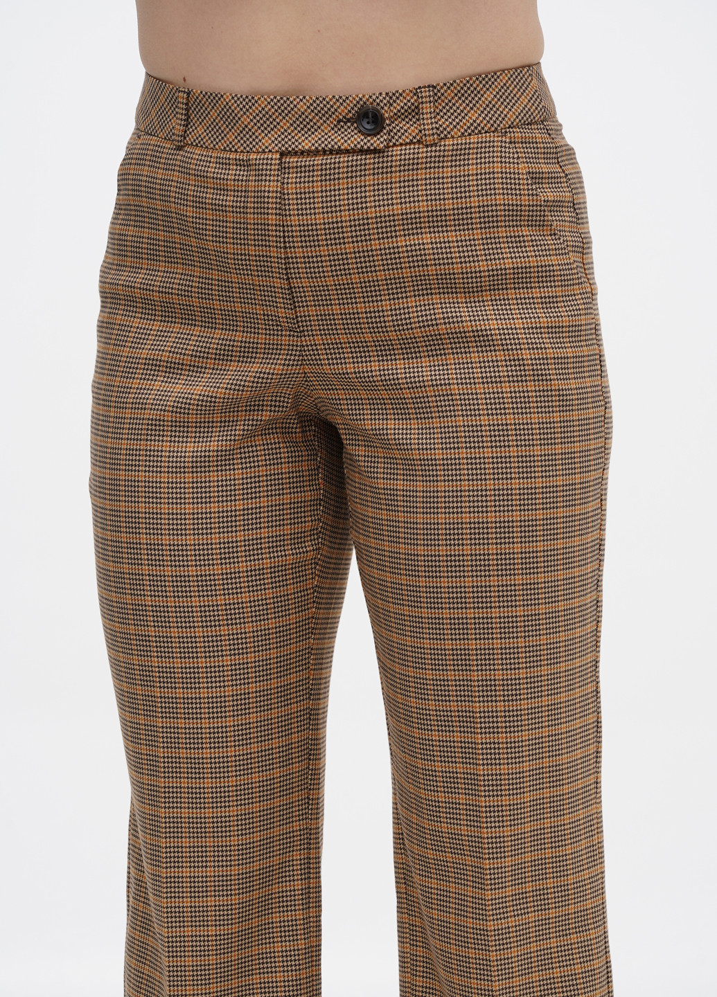 Светло-коричневые кэжуал демисезонные укороченные, прямые брюки Comma