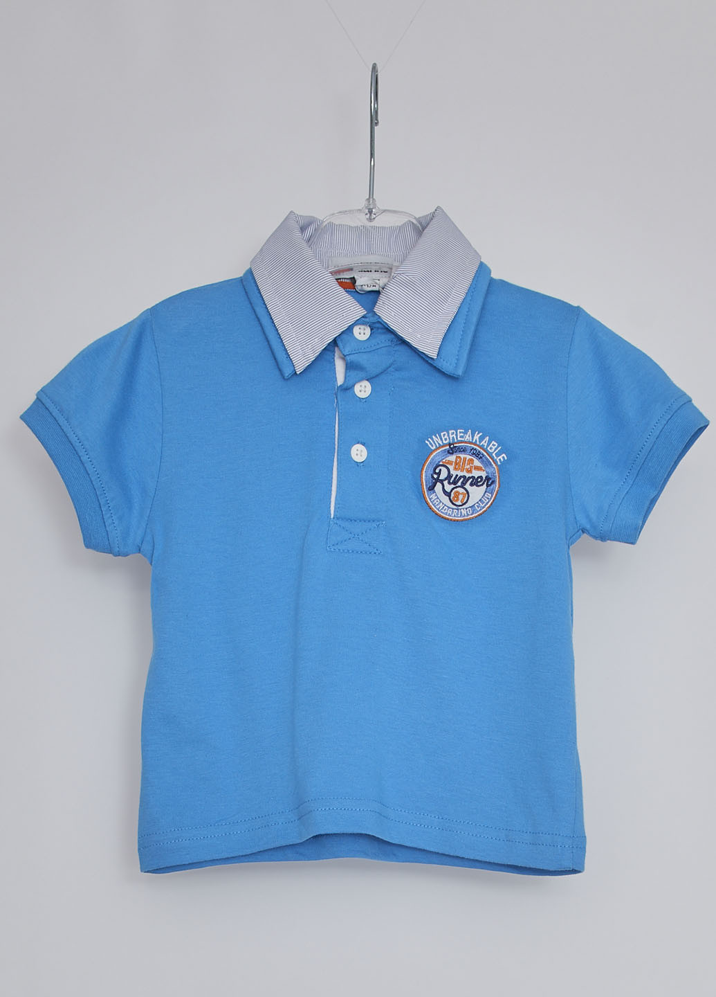 Синяя детская футболка-поло для мальчика Mandarino с логотипом