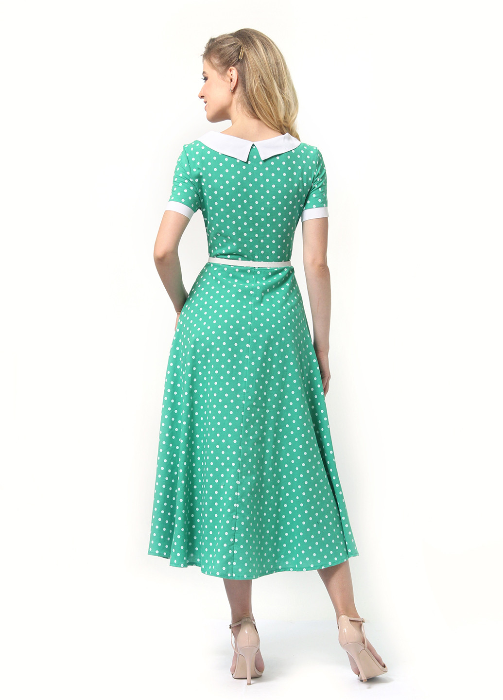 Світло-зелена кежуал плаття, сукня кльош Lada Lucci в горошок