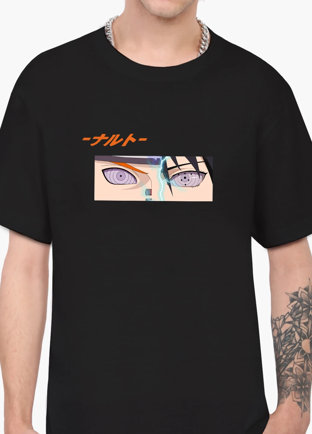 Черная футболка мужская наруто узумаки и саске учиха (naruto uzumaki and sasuke uchiha) (9223-2819-1) MobiPrint
