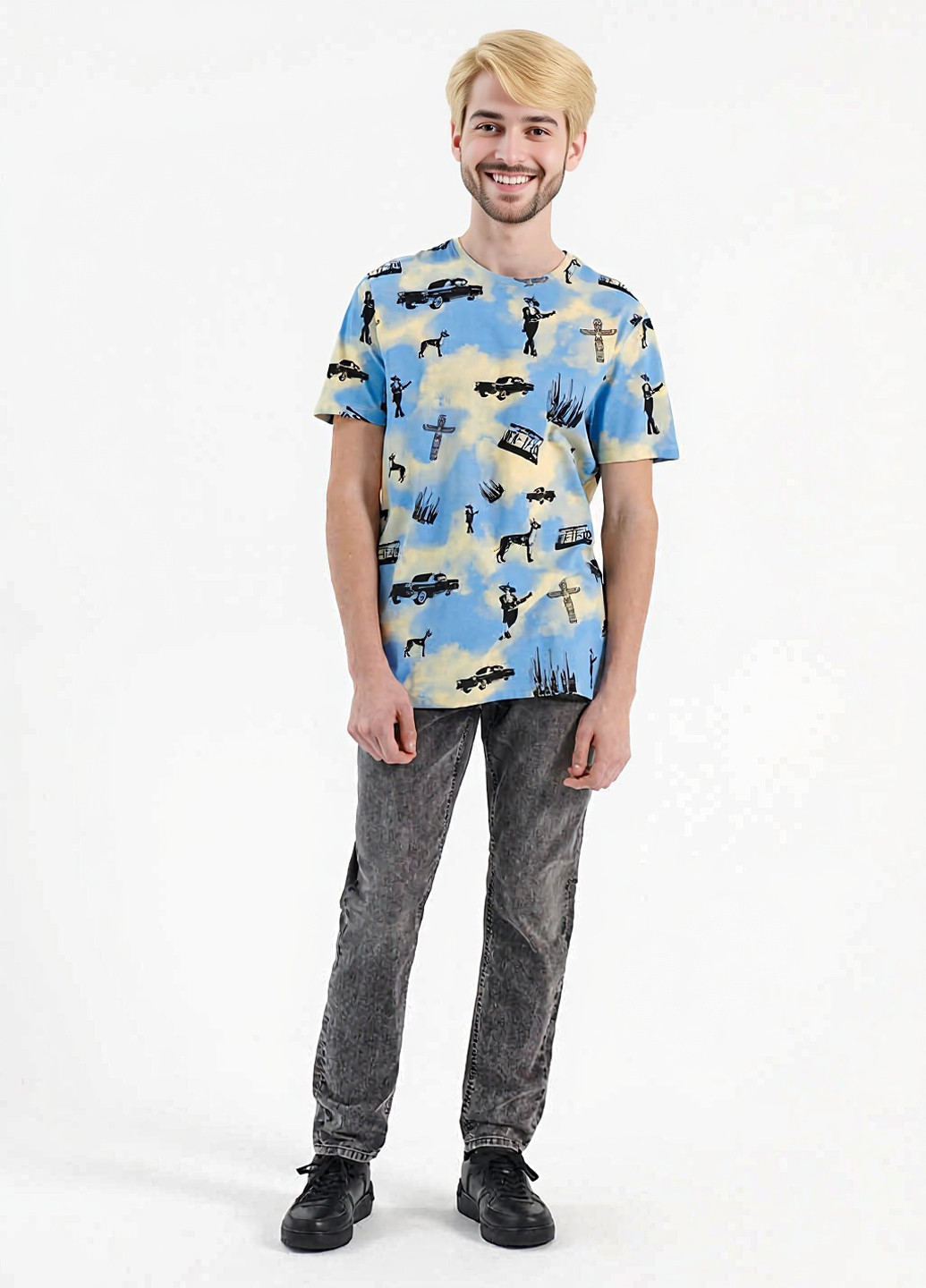 Серые демисезонные слим джинсы House