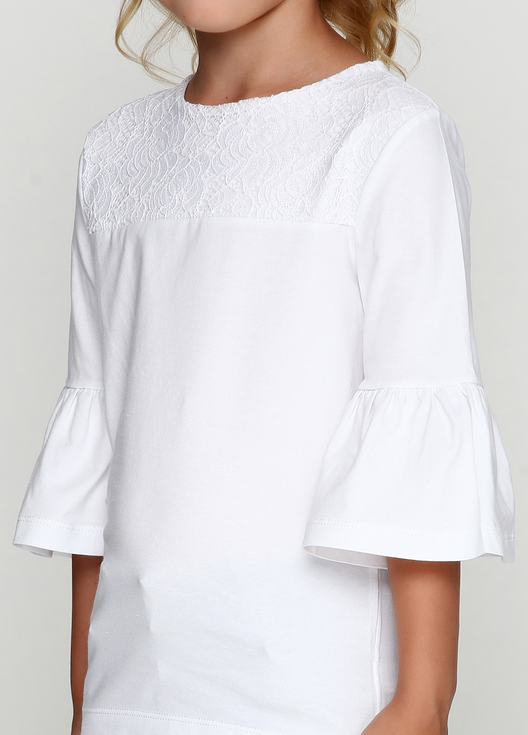 Белая однотонная блузка с коротким рукавом Vidoli демисезонная