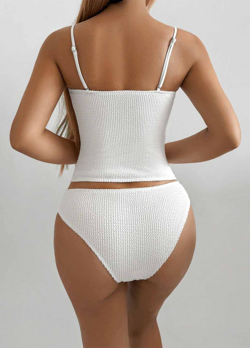 Белый летний купальник (лиф, трусики) танкини, раздельный SHEIN