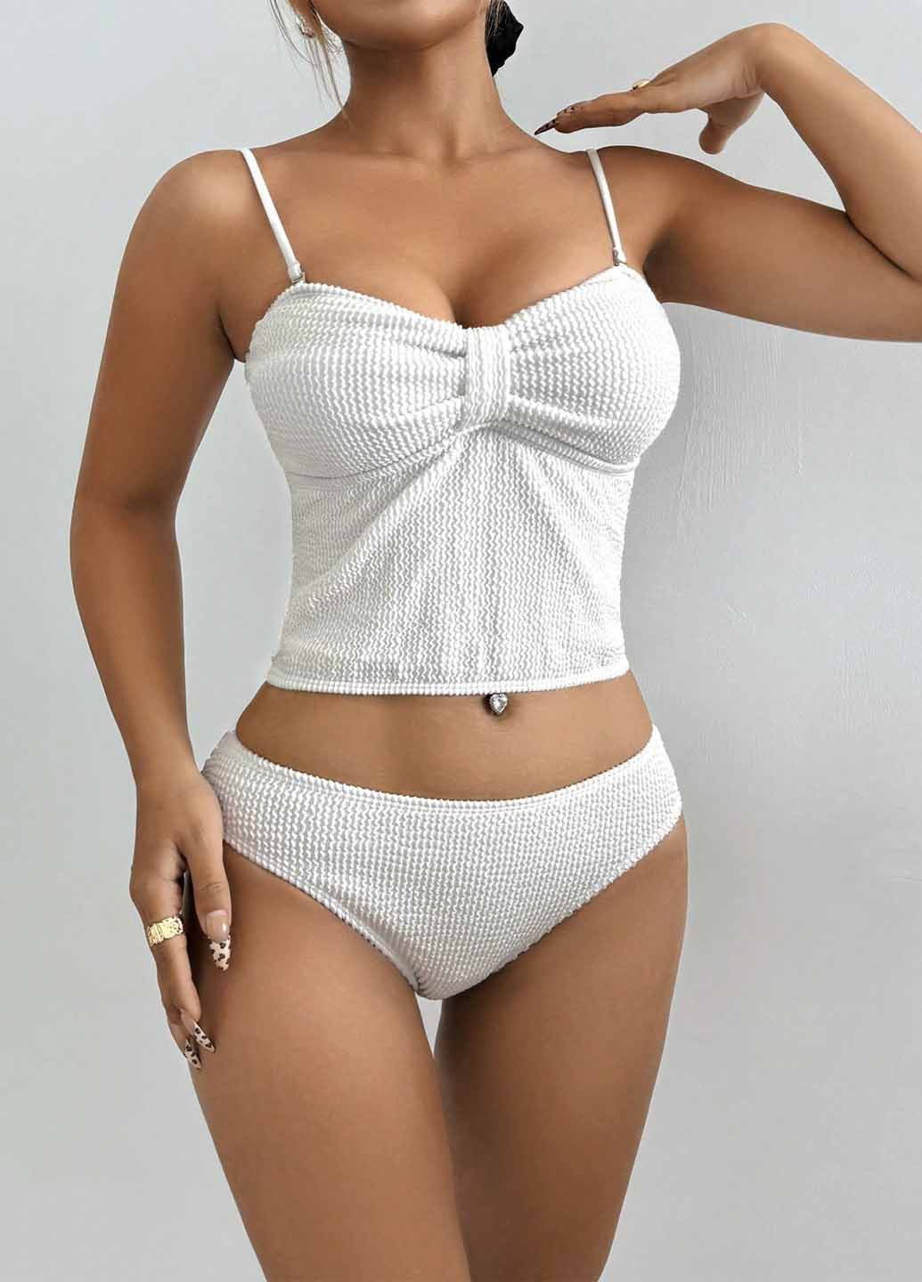 Белый летний купальник (лиф, трусики) танкини, раздельный SHEIN