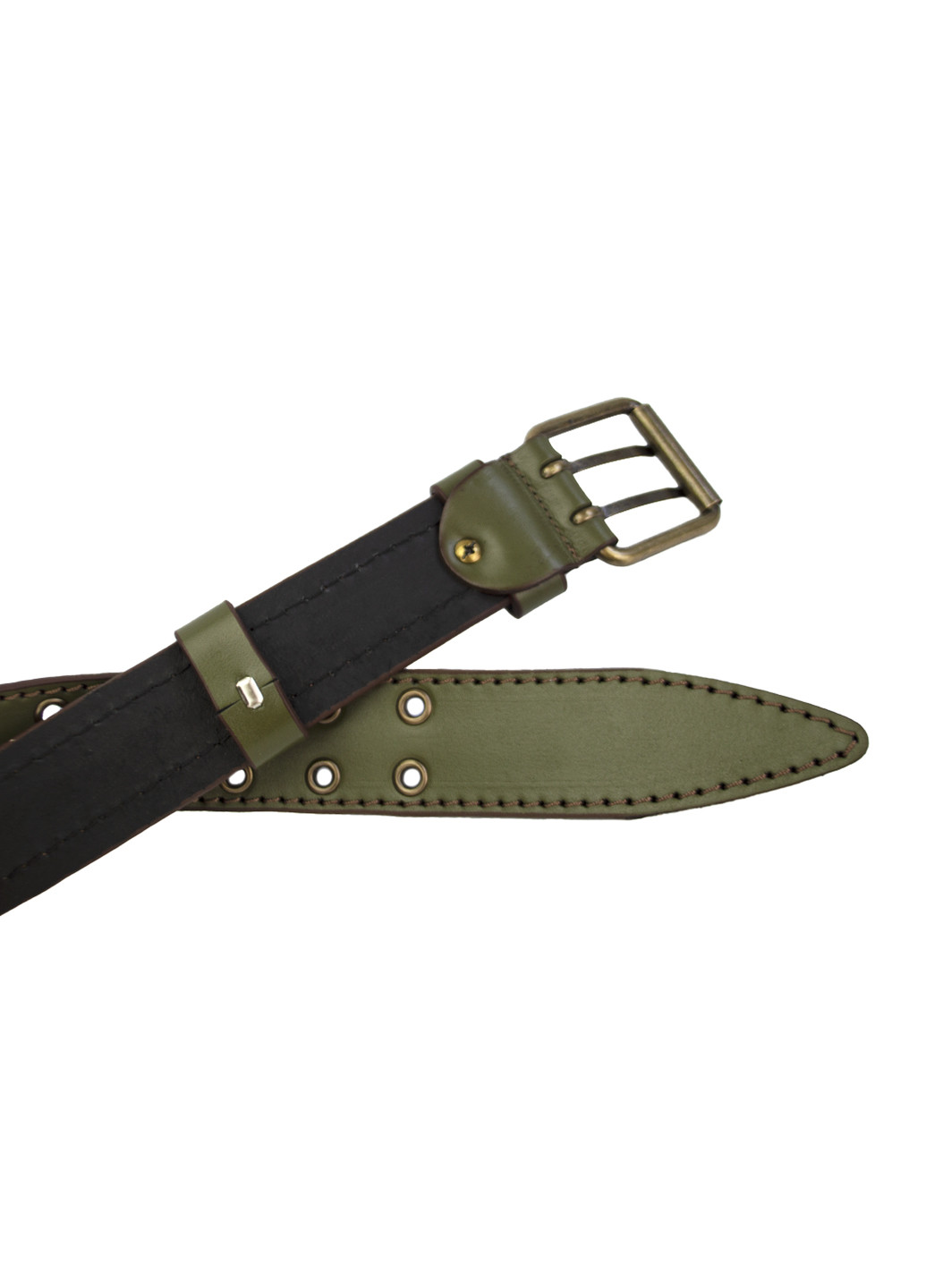 Ремень мужской кожаный хаки -4074 green (120 см) JK (253262517)