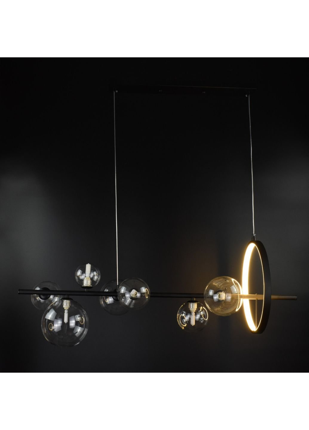 Люстра потолочная подвесная на 7 лампочек AT33/7-bk Черный 30х30х90 см. Sunnysky (253527961)