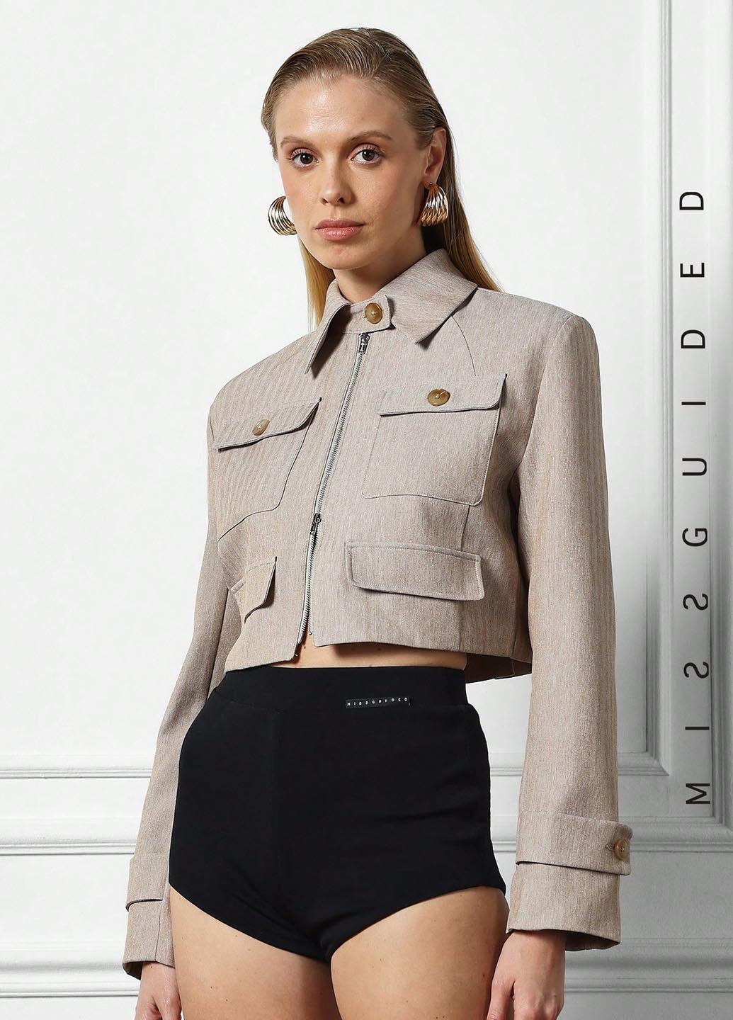 Серый женский жакет SHEIN однотонный - демисезонный