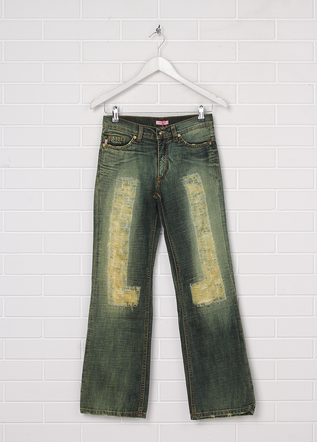 Оливково-зеленые демисезонные прямые джинсы Roberto Cavalli
