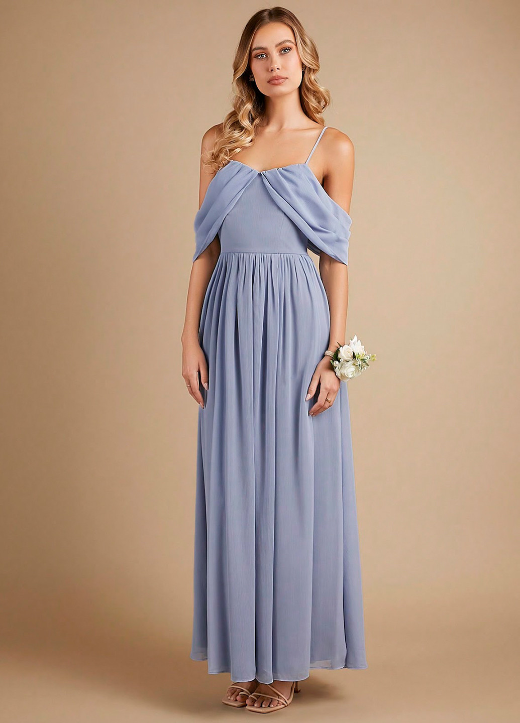 Сіро-голубий вечірня сукня з спідницею-сонце, з відкритою спиною SHEIN однотонна