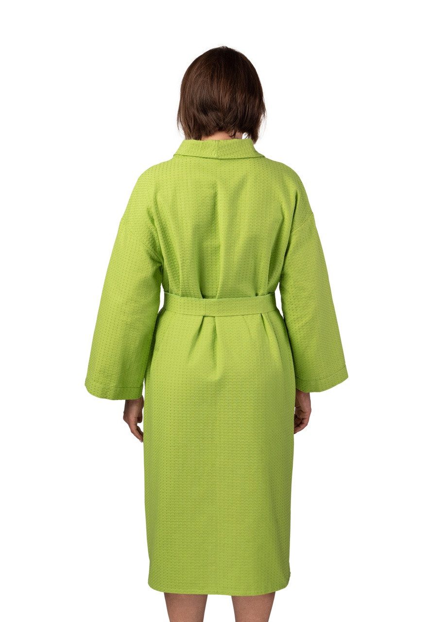 Вафельный халат Кимоно размер (50-52) L 100% хлопок оливковый (LS-154) Luxyart (211566832)