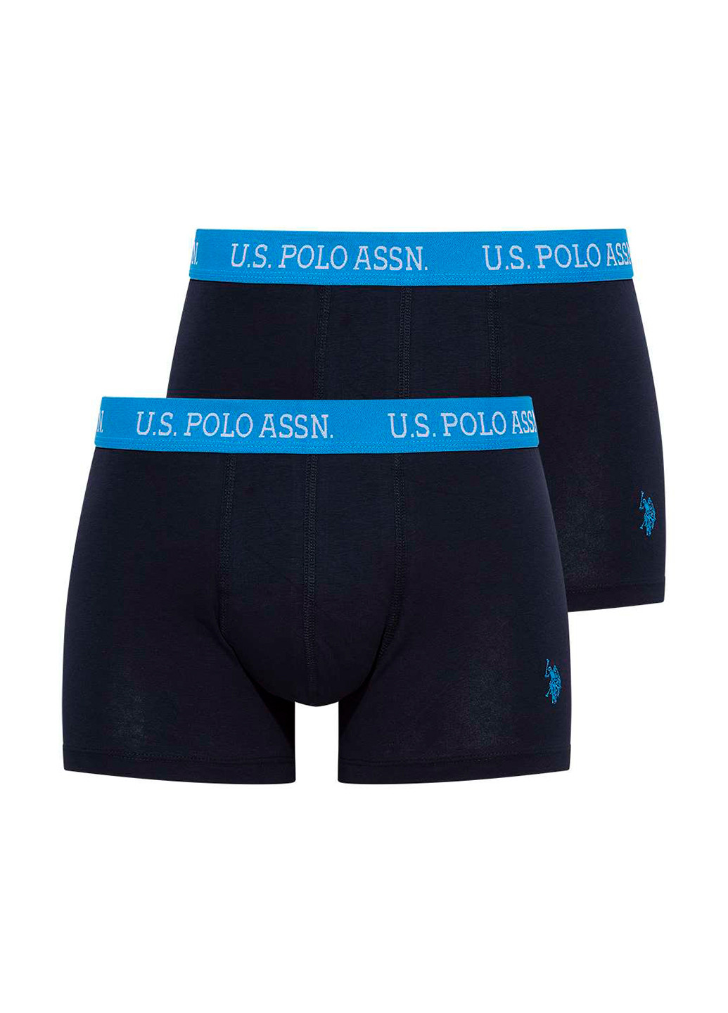 Труси (2 шт.) U.S. Polo Assn. боксери логотипи темно-сині повсякденні бавовна