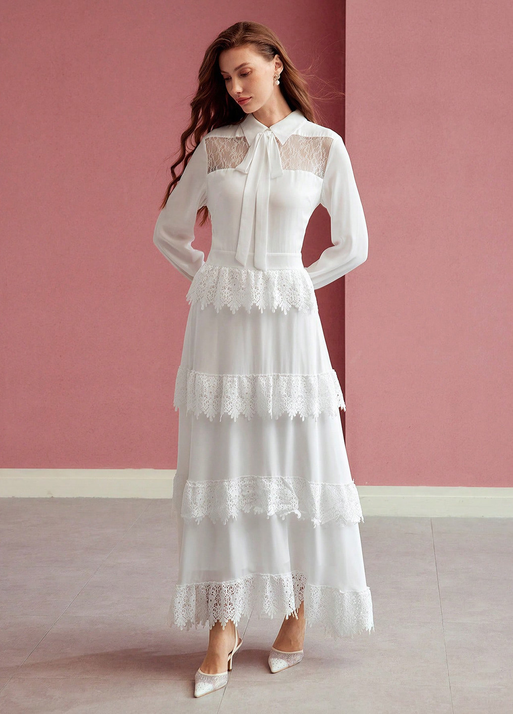 Білий святковий сукня а-силует SHEIN однотонна