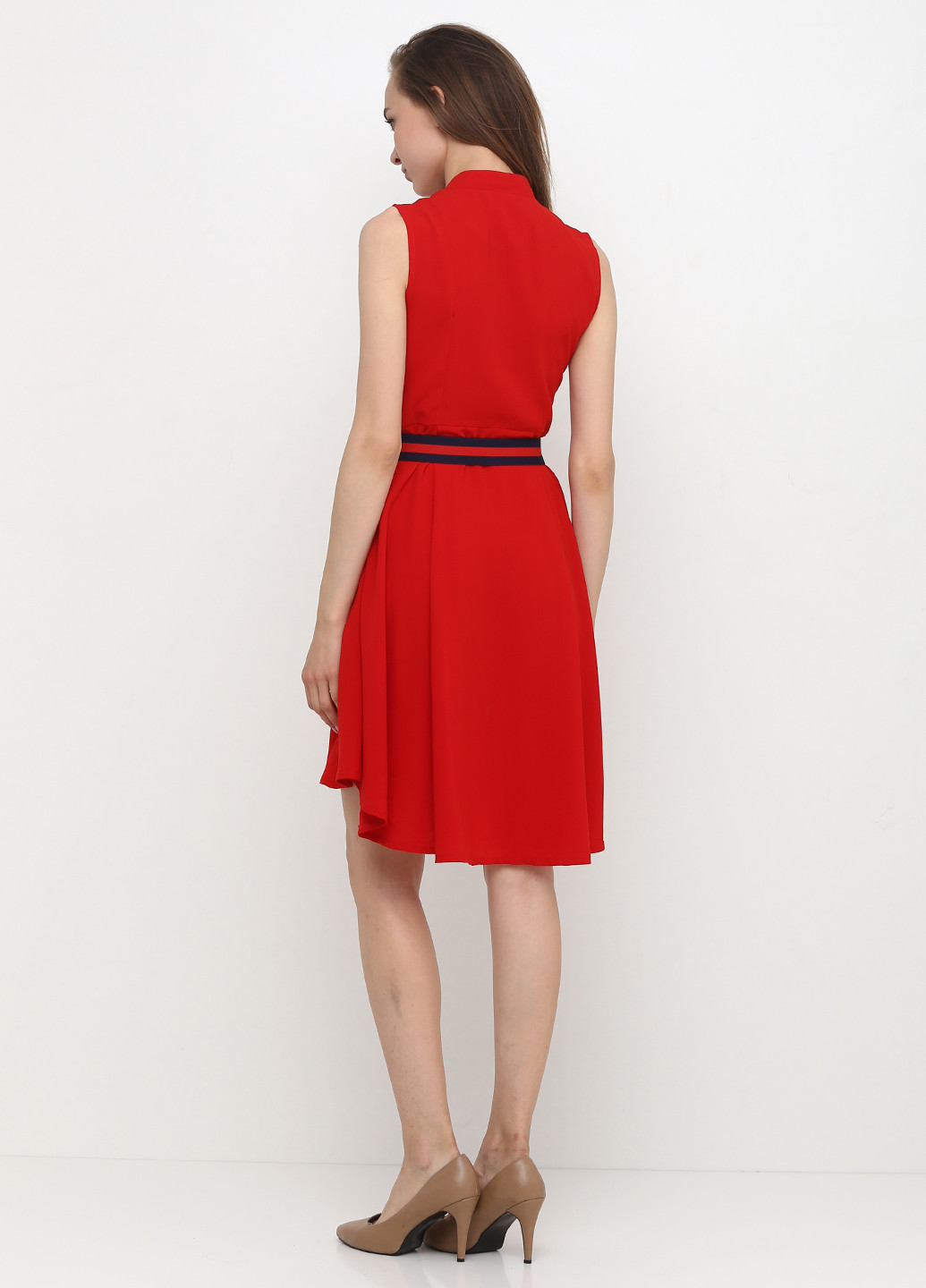 Красное кэжуал платье клеш Exclusive collection однотонное