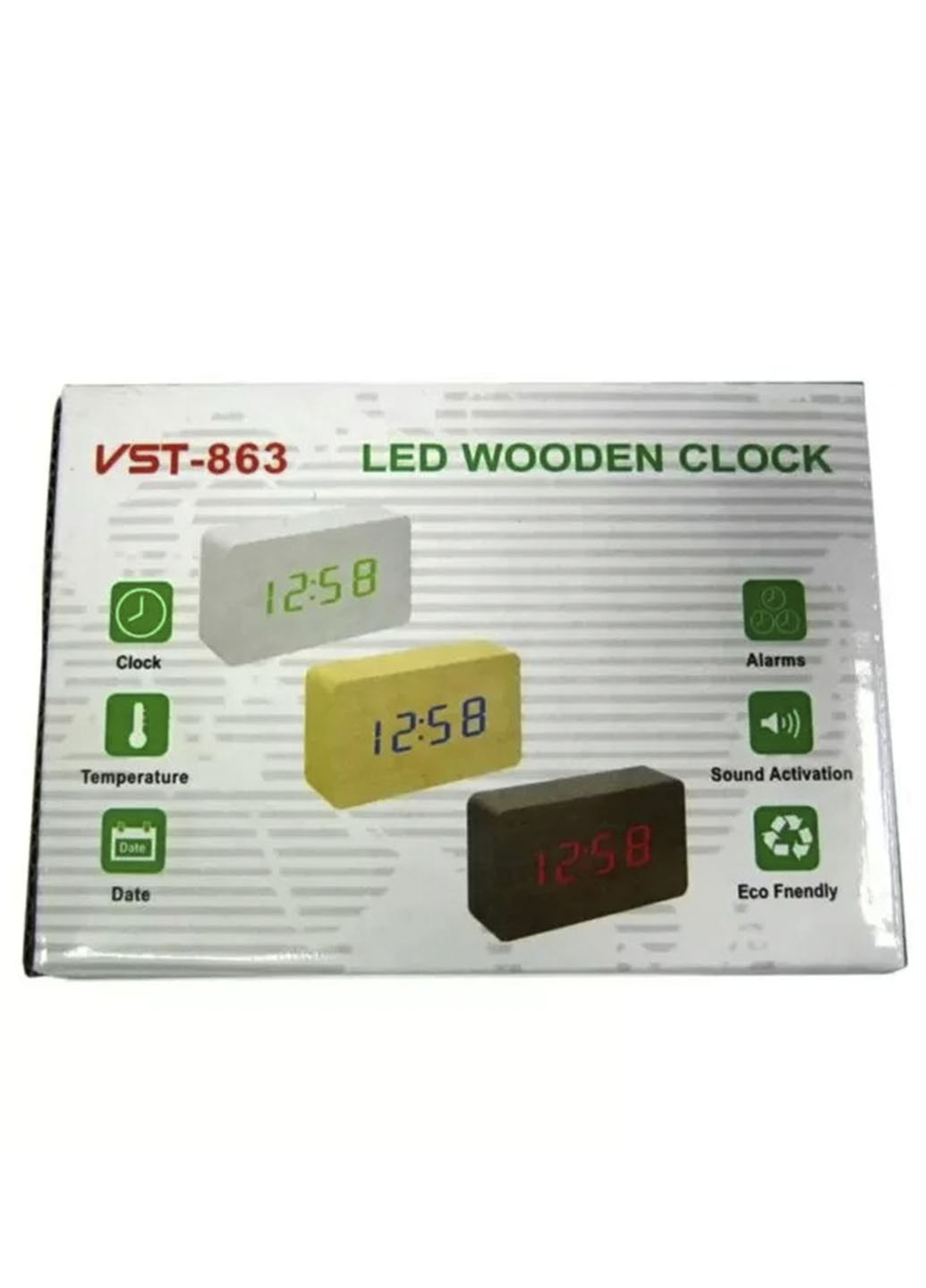 Настільний годинник 863-5 годинник з LED екраном та будильником VST чорний