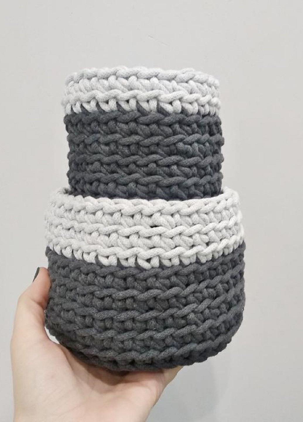 Набор вязаных корзинок органайзеров для мелочей косметики украшений ручной работы (23594-Нов) Francesco Marconi (251880038)