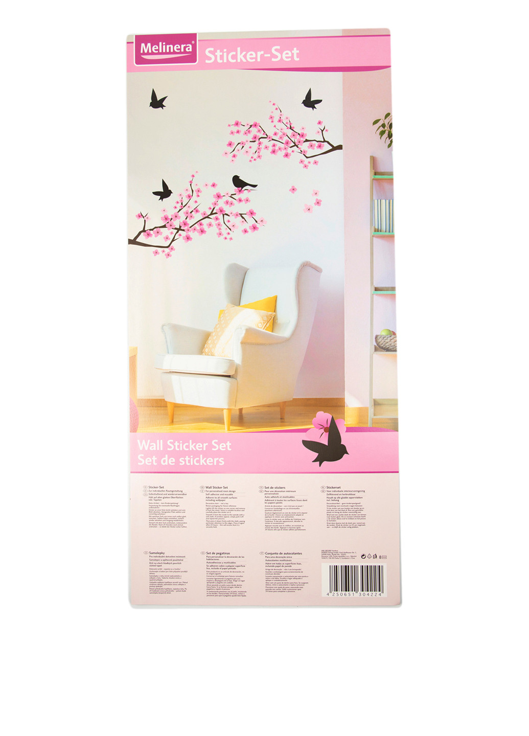 Фігурні наклейки для декору Сакура (6 шт.) Melinera квіткова рожева