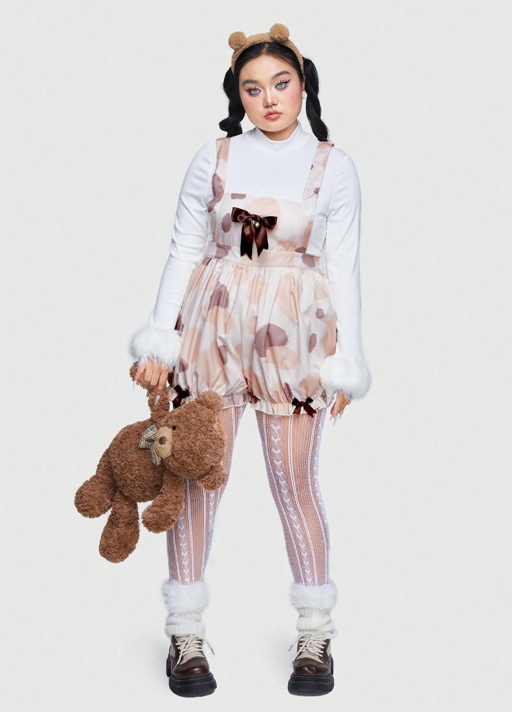 Комбинезон SHEIN комбинезон-шорты рисунок белый кэжуал, карнавальный полиэстер