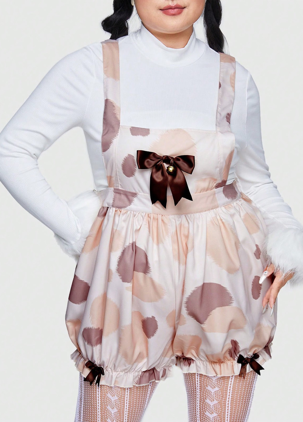 Комбинезон SHEIN комбинезон-шорты рисунок белый кэжуал, карнавальный полиэстер