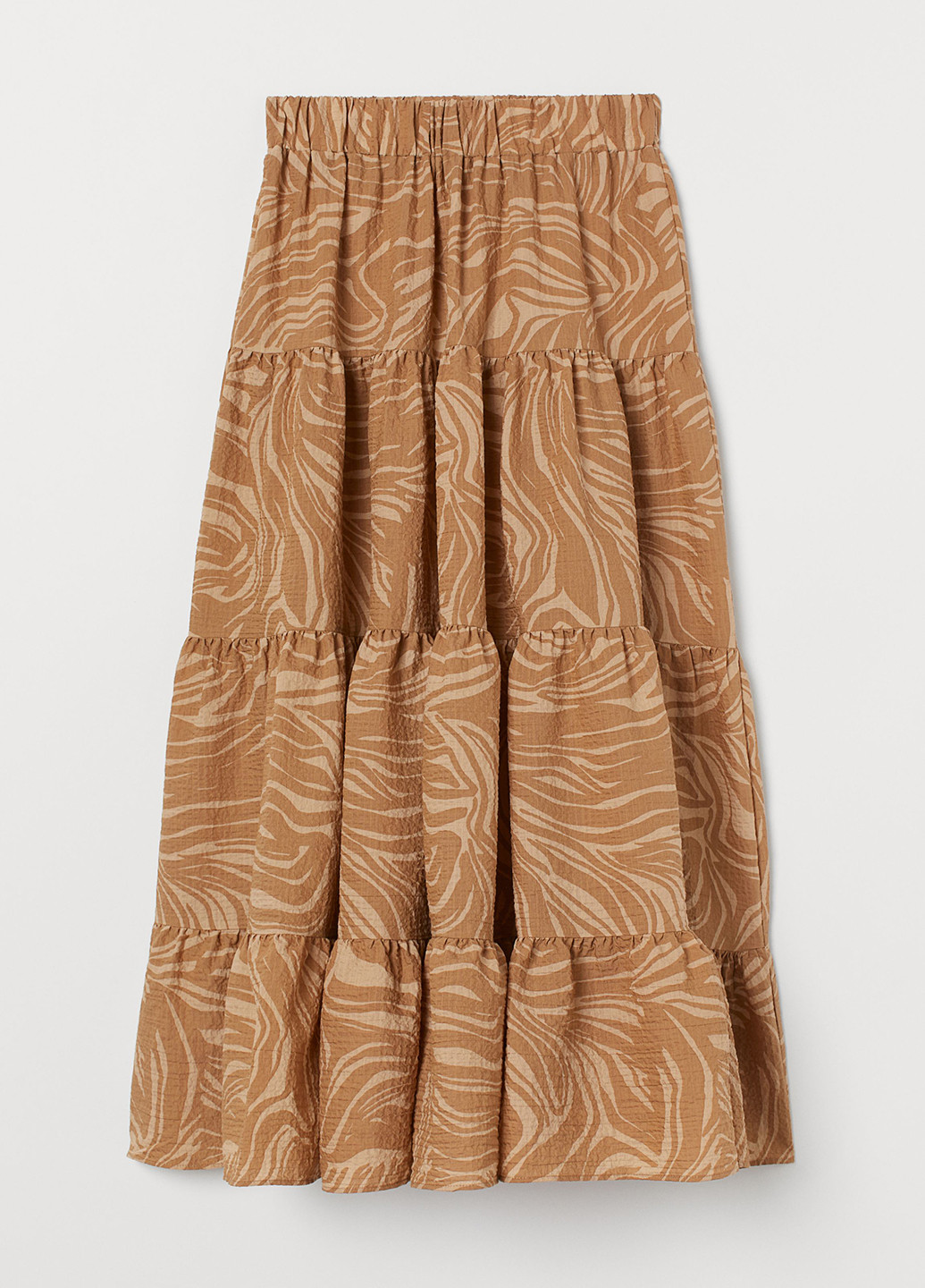 Бежевая кэжуал с абстрактным узором юбка H&M а-силуэта (трапеция)