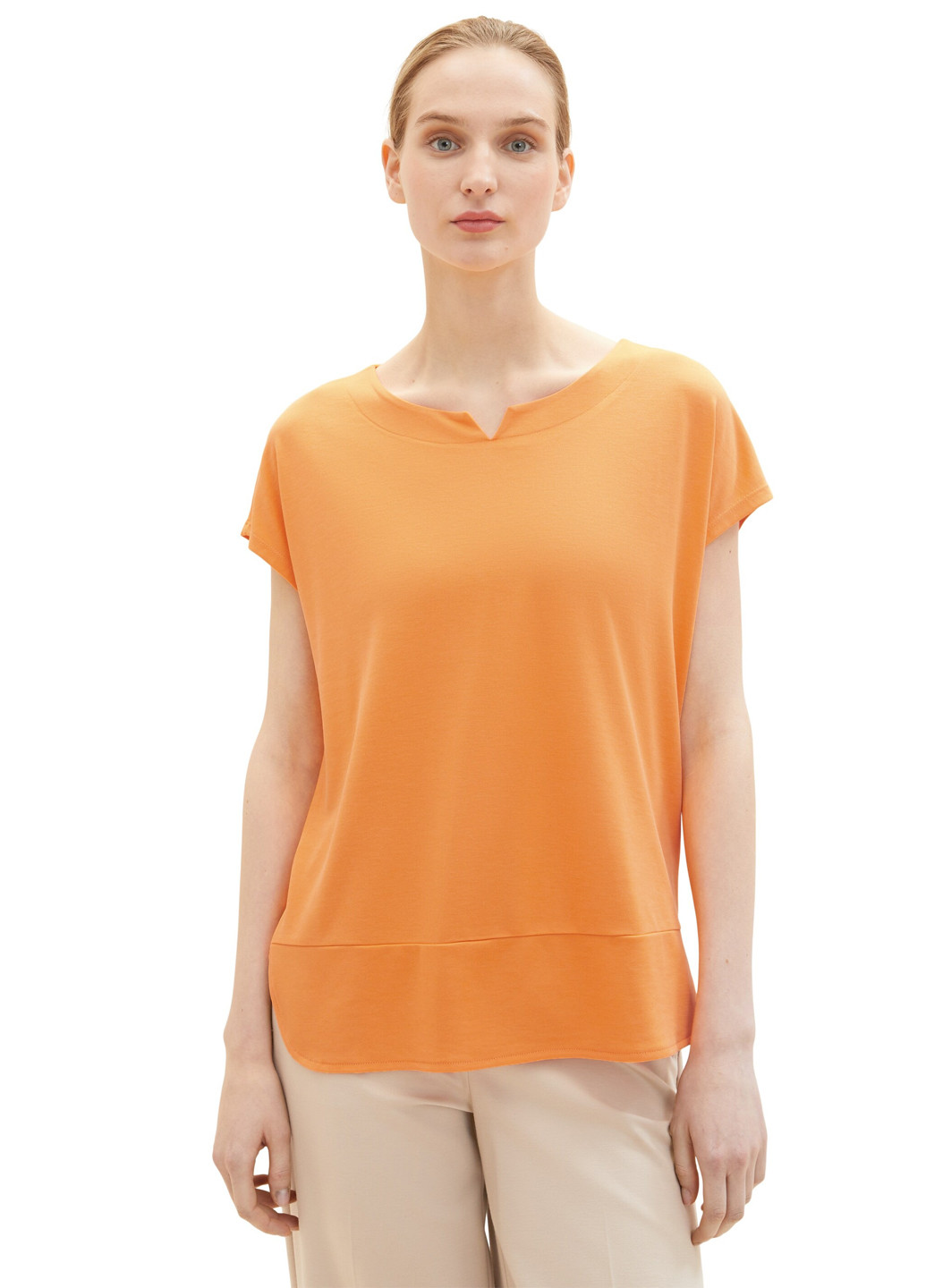 Світло-оранжева літня футболка Tom Tailor