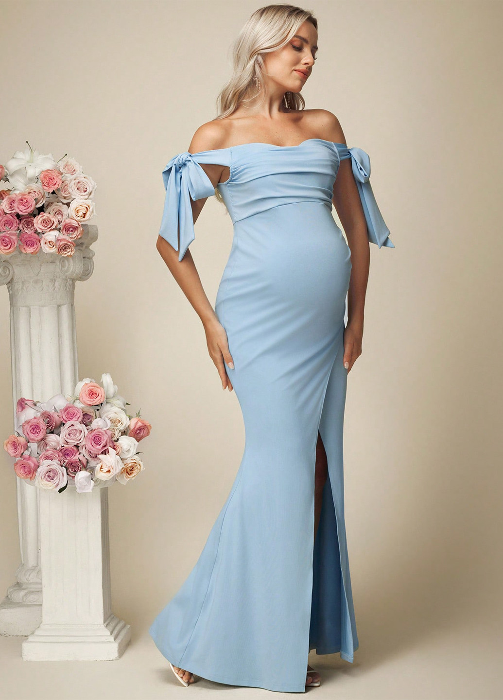 Синя святковий, вечірня сукня годе SHEIN однотонна