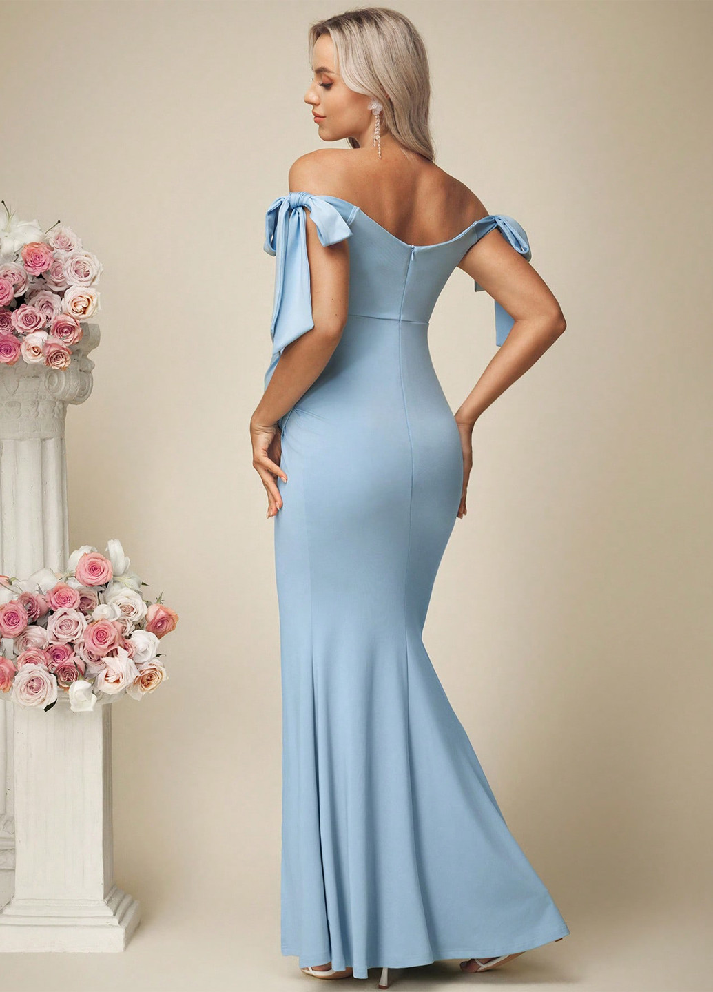 Синя святковий, вечірня сукня годе SHEIN однотонна