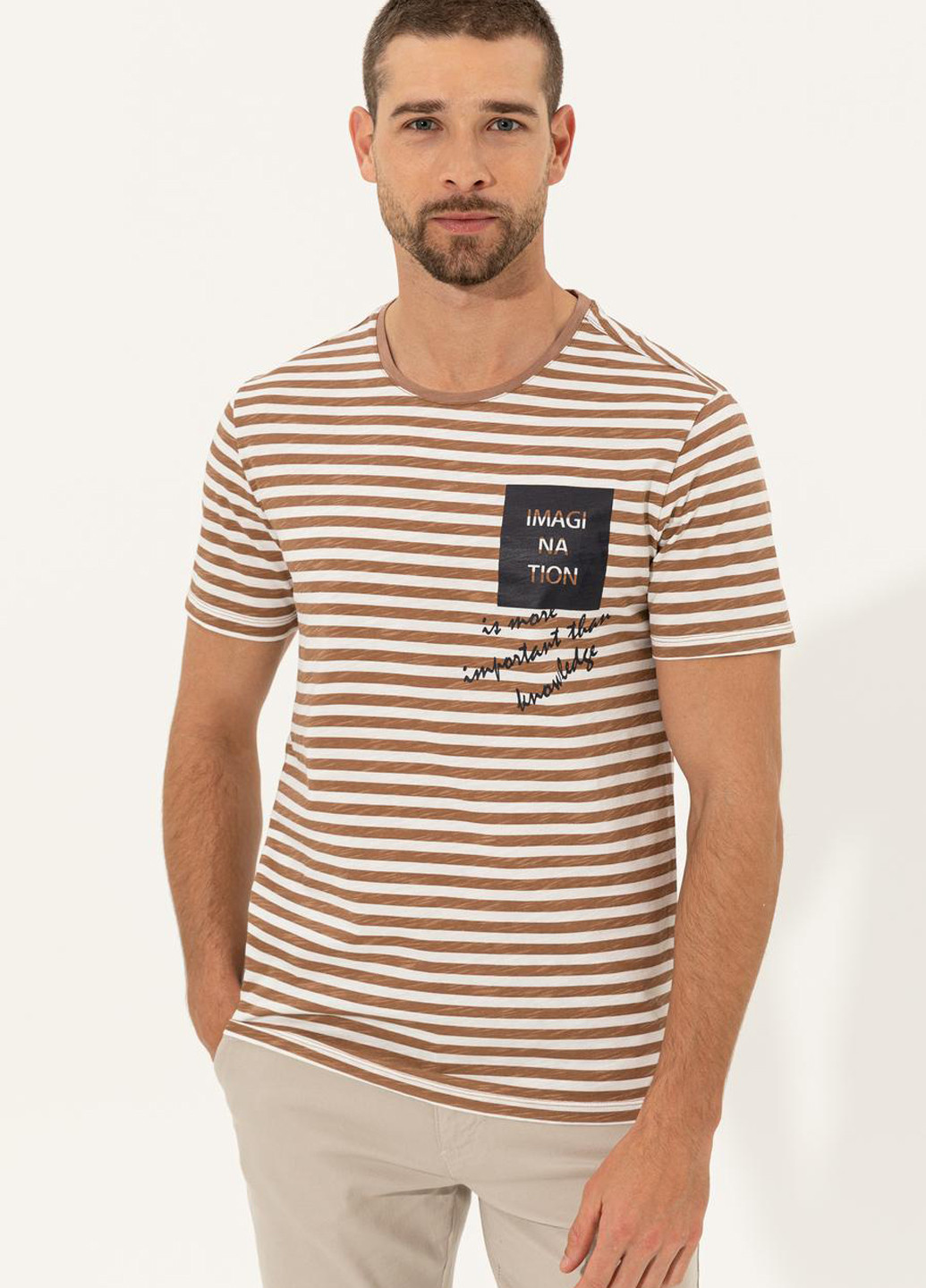 Темно-бежевая футболка Pierre Cardin