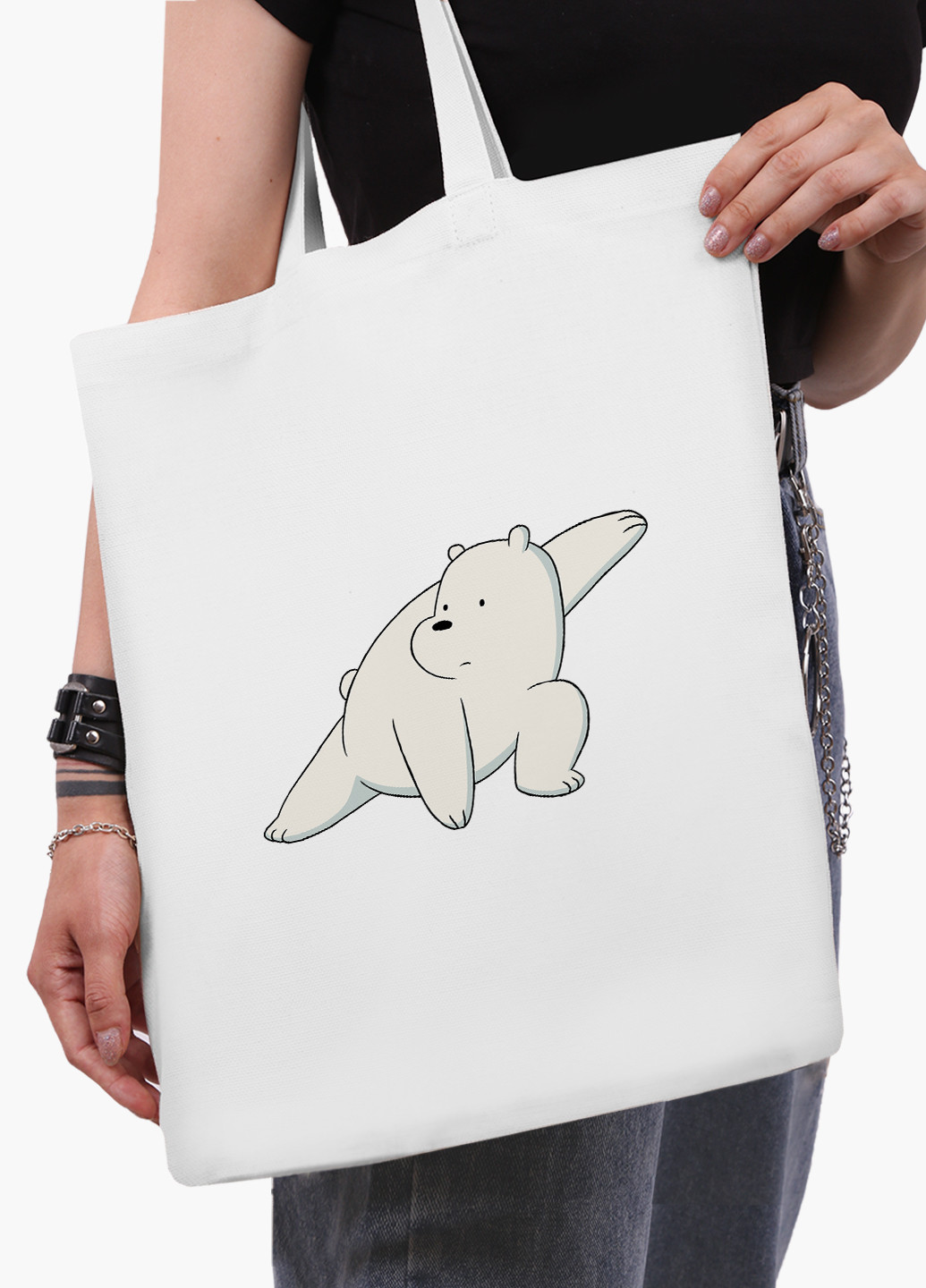 Еко сумка шоппер біла Вся правда про ведмедів (We Bare Bears) (9227-1775-WT-2) екосумка шопер 41*35 см MobiPrint (219111094)