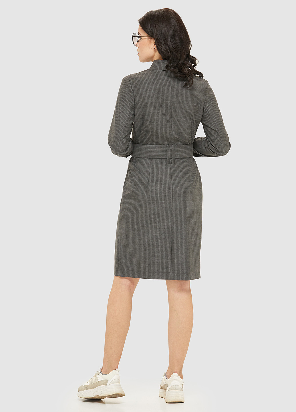 Темно-серое кэжуал платье рубашка MN в полоску