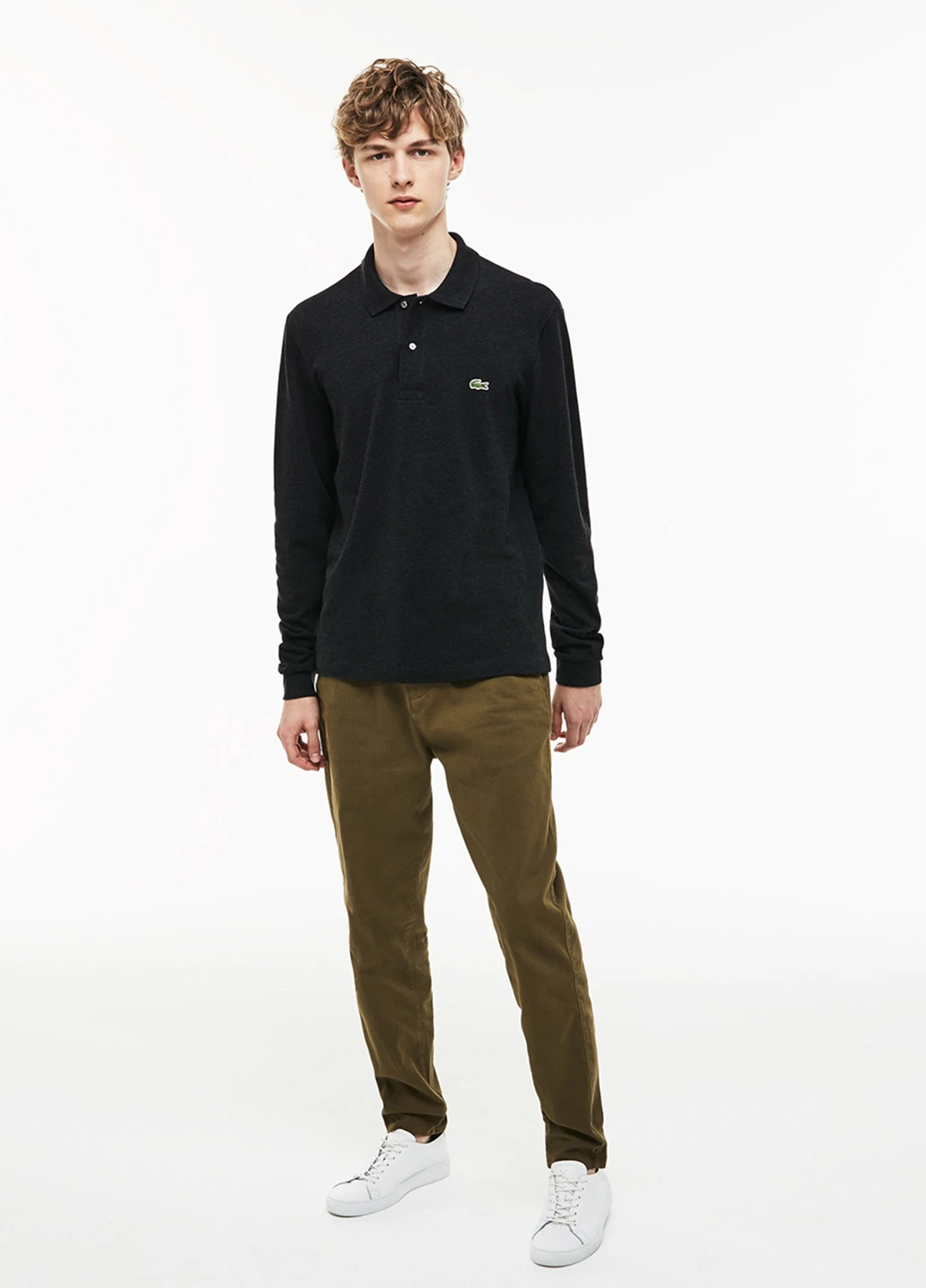 Темно-серая футболка-поло для мужчин Lacoste с логотипом