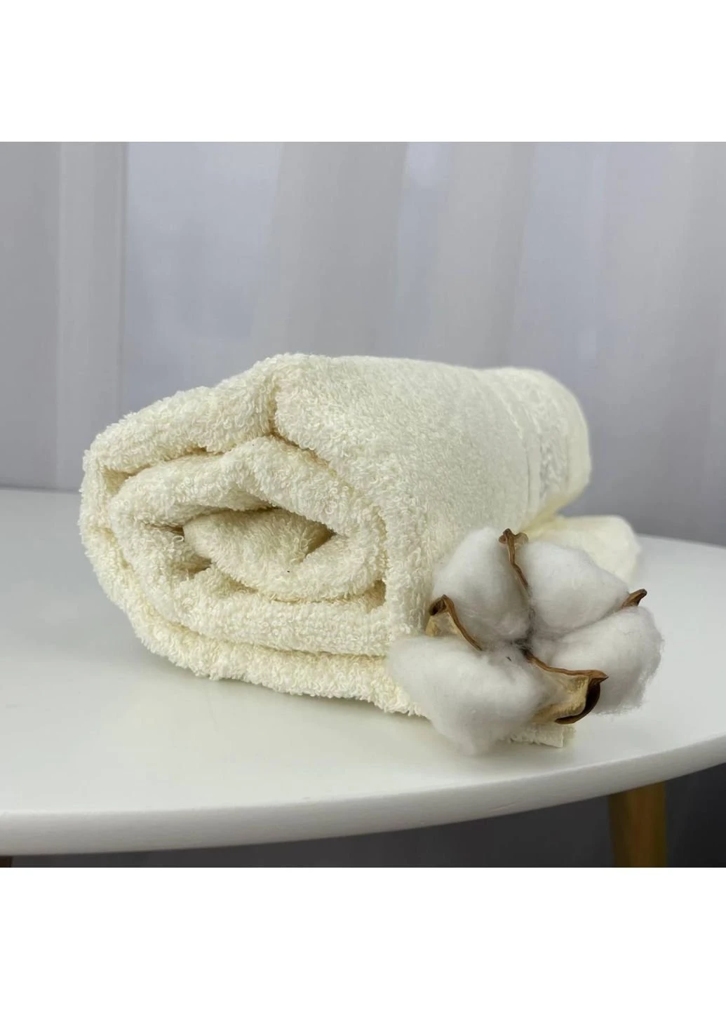 Полотенце банное махровое Febo Vip Cotton Botanik Турция 6379 молочное 70х140 см No Brand комбинированный