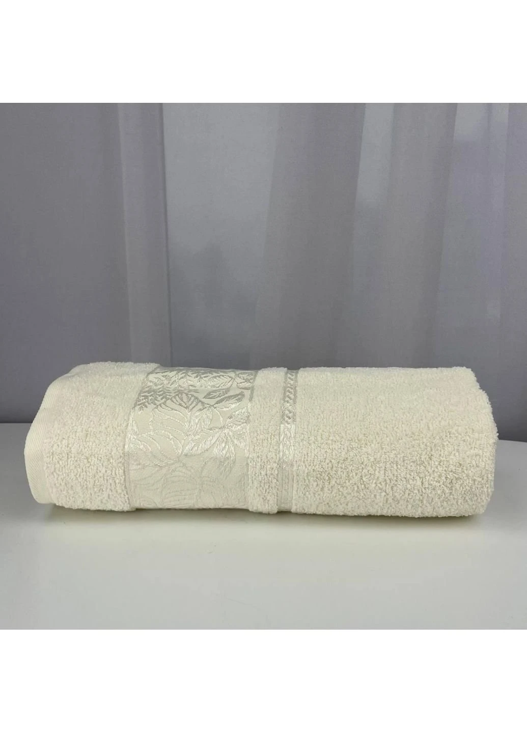 Полотенце банное махровое Febo Vip Cotton Botanik Турция 6379 молочное 70х140 см No Brand комбинированный