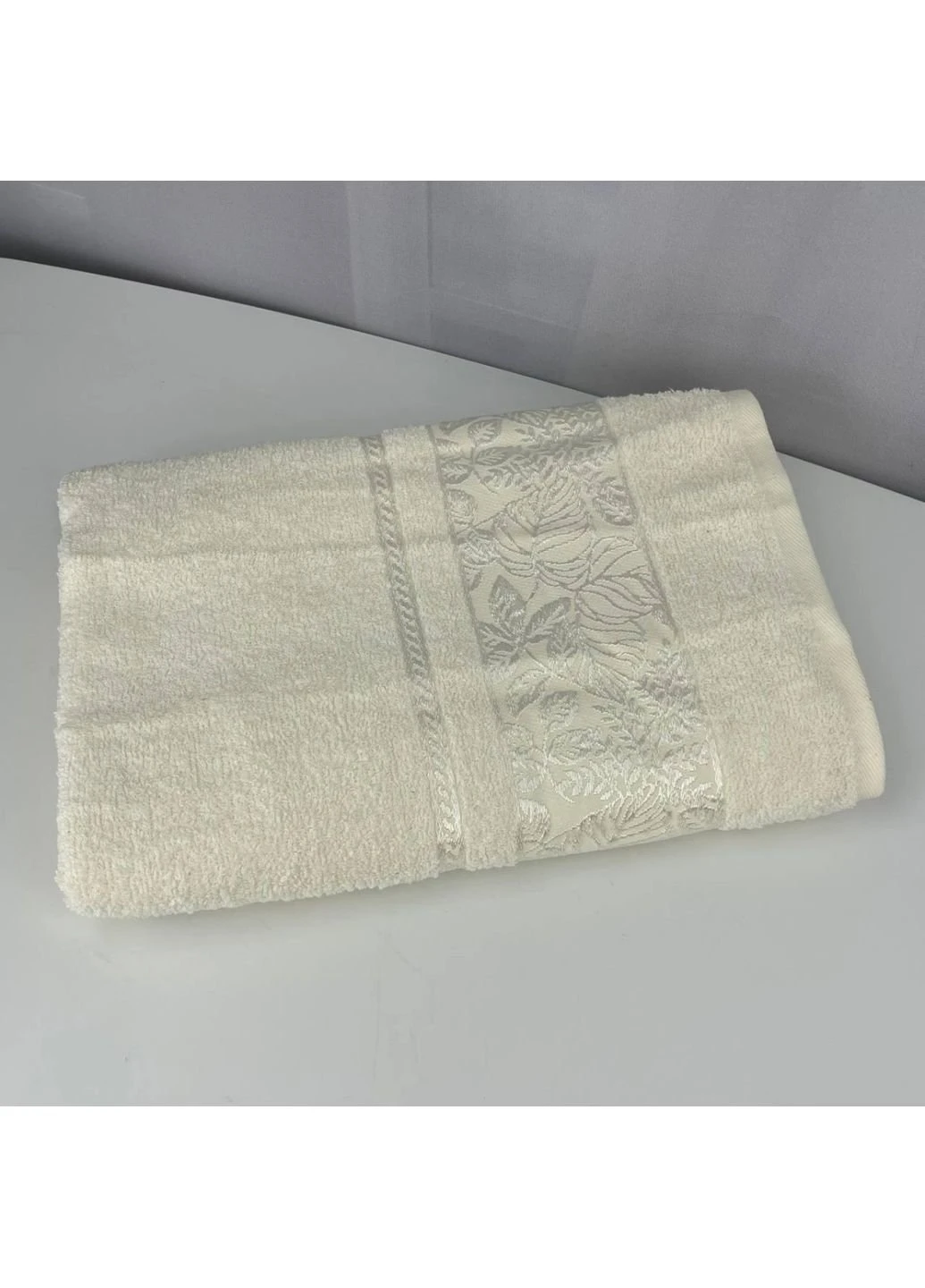 Полотенце банное махровое Febo Vip Cotton Botanik Турция 6379 молочное 70х140 см No Brand комбинированный