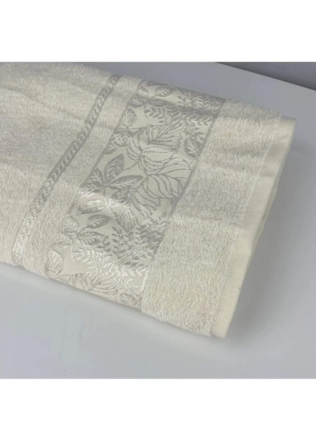 Полотенце банное махровое Febo Vip Cotton Botanik Турция 6379 молочное 70х140 см No Brand комбинированный