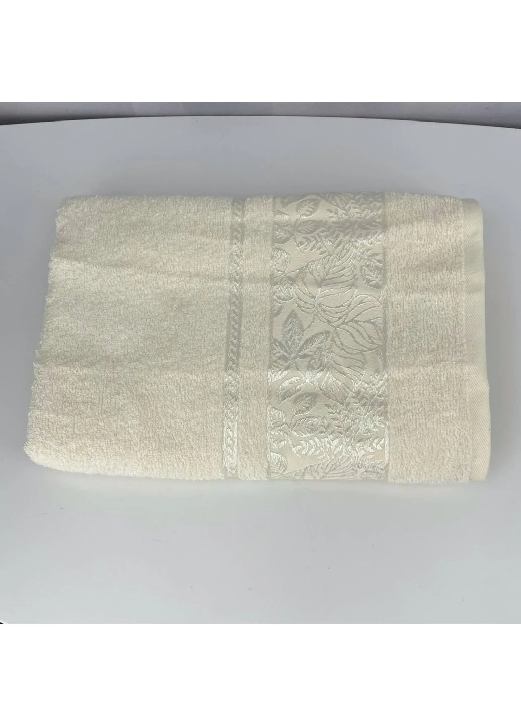 Полотенце банное махровое Febo Vip Cotton Botanik Турция 6379 молочное 70х140 см No Brand комбинированный