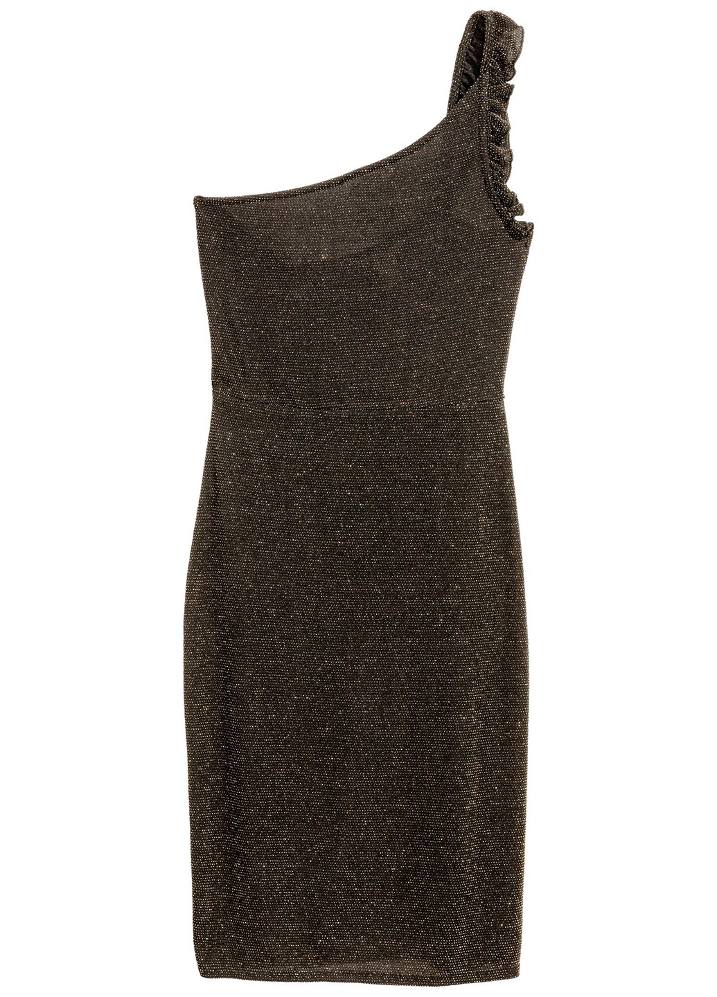 Черное вечернее платье на одно плечо, футляр H&M однотонное
