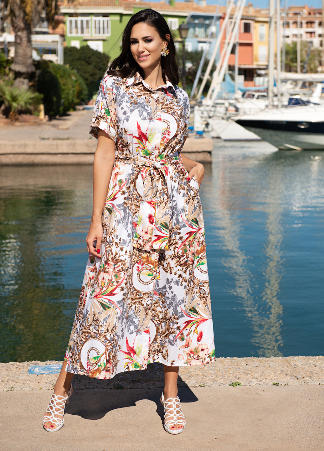 Комбінована пляжна сукня сукня-сорочка Indiano з абстрактним візерунком