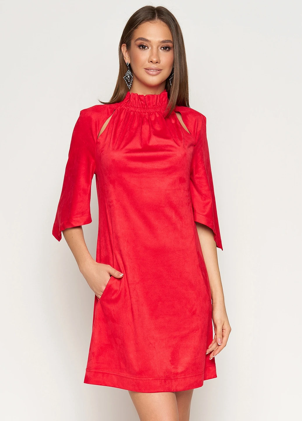 Червона повсякденний сукня з еко-замші Jadone Fashion